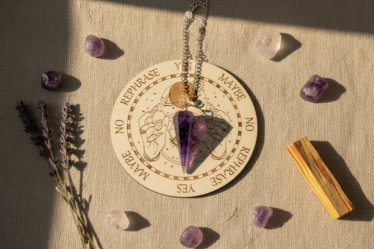 Améthyste avec 3ème Œil blanc - avec décor spirituel