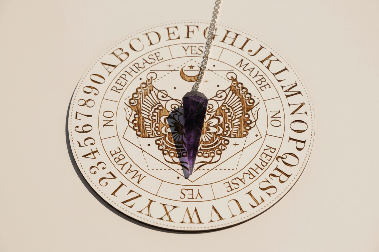 Améthyste avec Papillon de nuit blanc - équilibre chaleureux