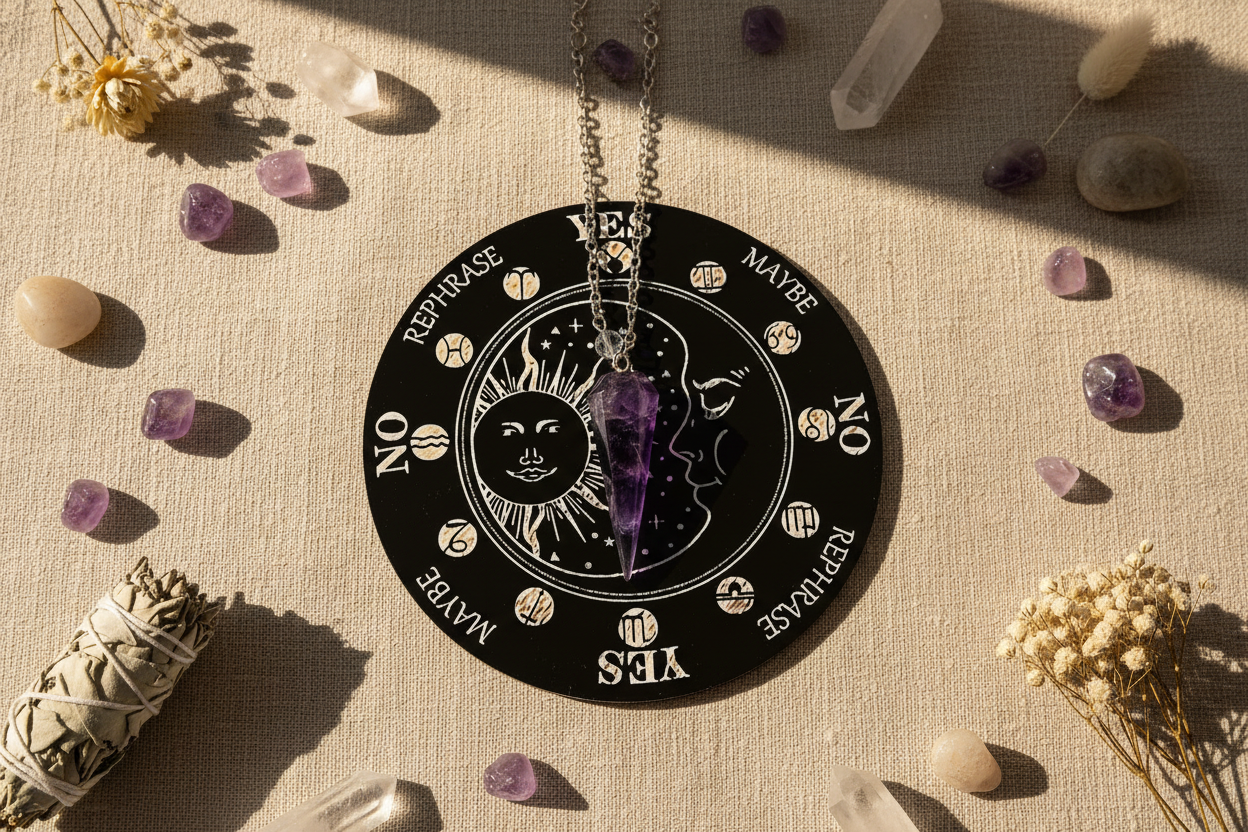 Améthyste avec Soleil et Lune - avec décor spirituel