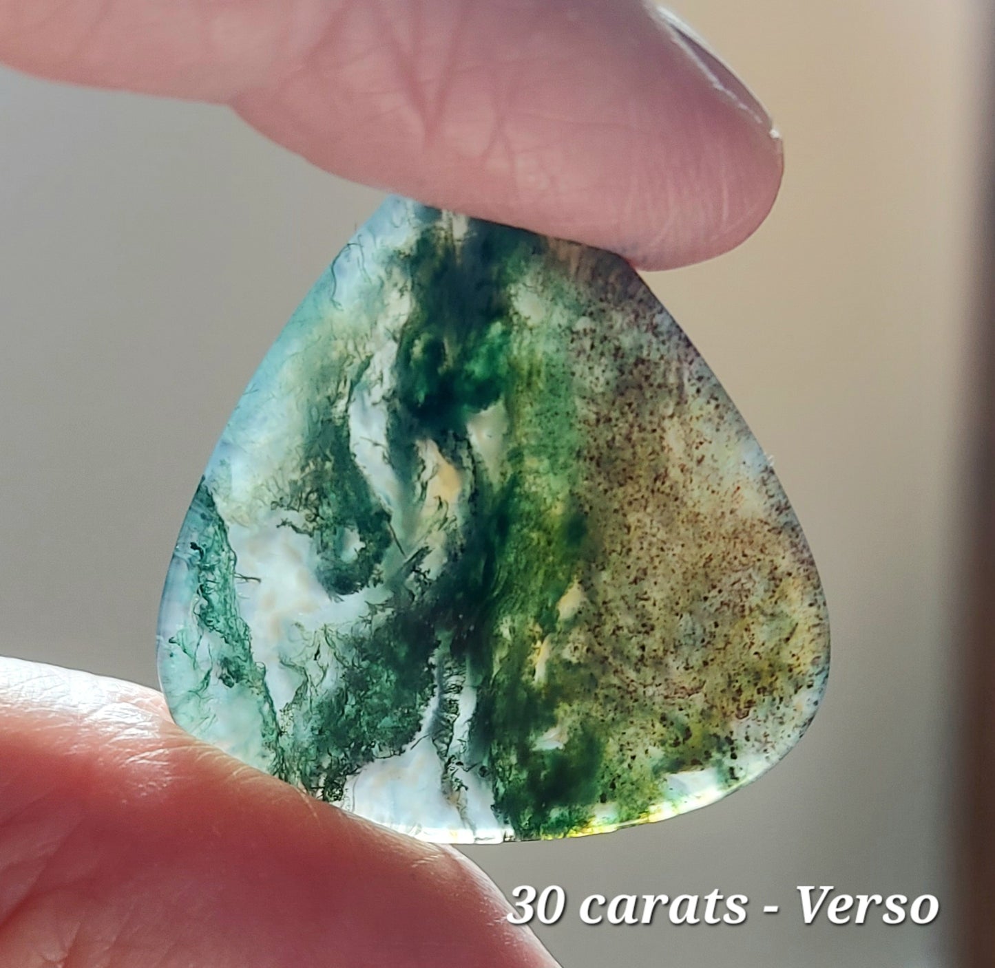 🌿 Trillant de l'Équinoxe – Agate Mousse Bicolore (Grade AAA)