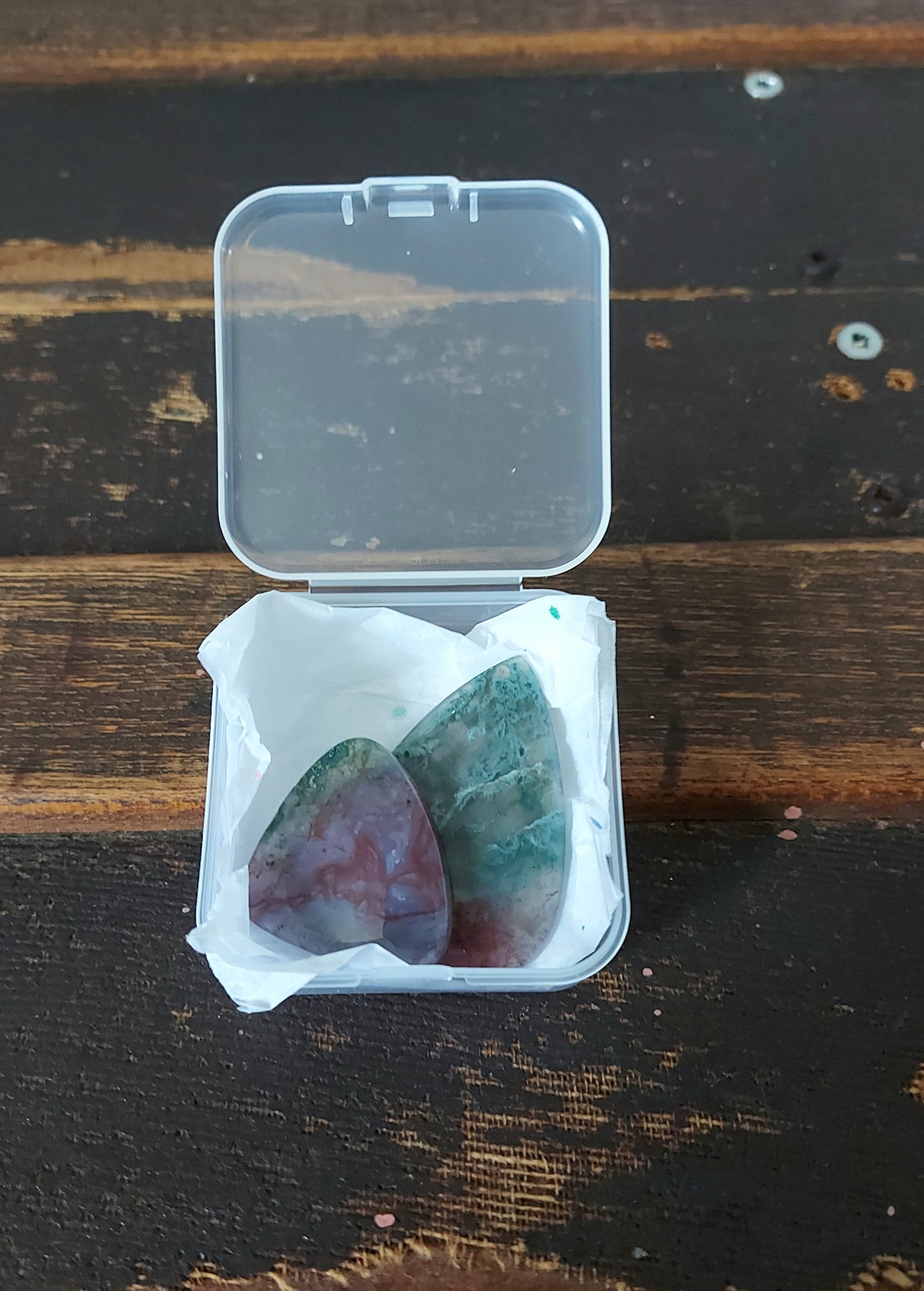 🍂 Duo de la Forêt Antique – Agates Mousses Rouges (Grade AA)